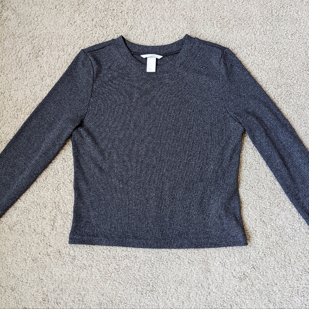 H&M grey cropped long sleeve shirt